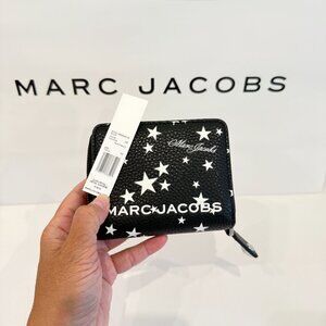 Marc Jacobs 4R5SMP024S01 Mini Compact Wallet Pebbled Leather Black Stars
